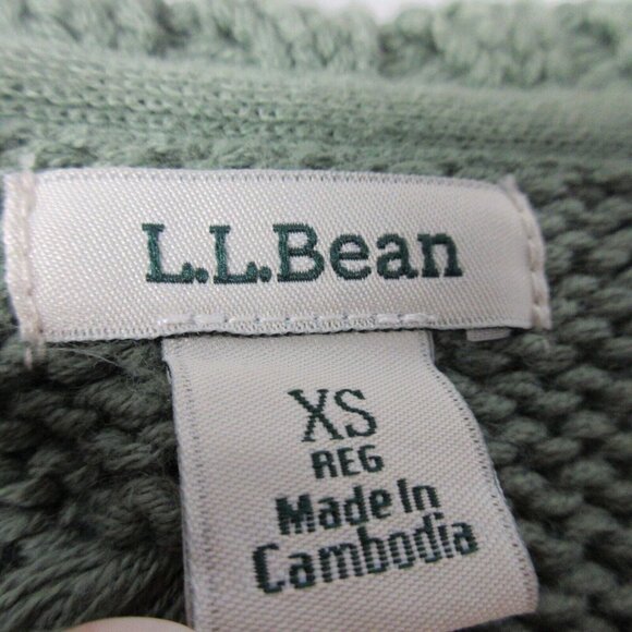 L.L.BEAN Women's Double L Cable Knit Sweater Crewneck Pullover Green XS 642 - Picture 3 of 11